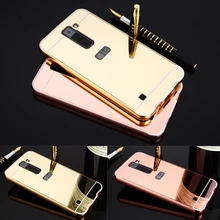 Para LG K7 Tribute 5/LG K10/LG K350 K8 Telefone Caso De Luxo Espelho híbrido Armadura Liga Caso Quadro de Alumínio do Metal capa Dura para LG K8