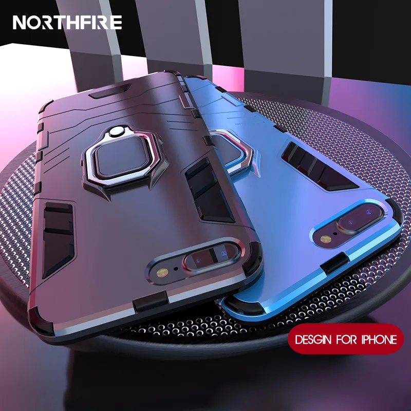 

Armor Phone Case For iPhone 11/11 Pro Max 6/6S/7/8 Plus X/XS Max XR 5/5S Shockproof Combo Ring Holder Back Cover Fundas Coque