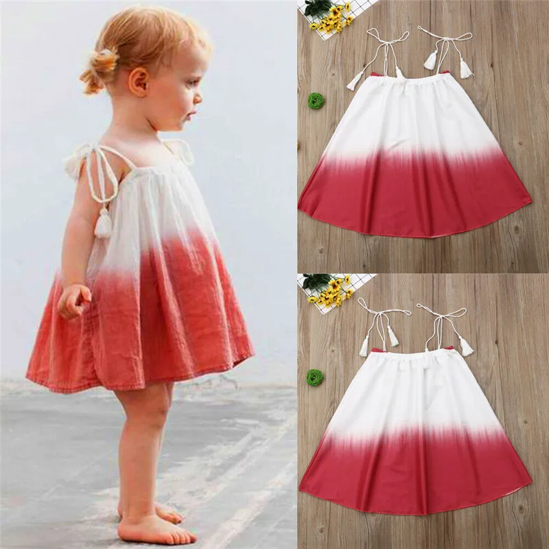 

2019 Summer Brand New Princess Dress Kid Baby Girls Party Pageant Cute Sleeveless Backless Strap Patchwork Beach Tutu Dresses