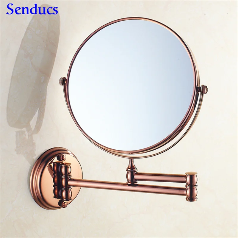 Senducs из розового золота, для ванной зеркало с Одежда высшего качества твердой латуни раза косметическое зеркало 8 дюймов 3x зеркала для ванной комнаты - Цвет: rose-gold