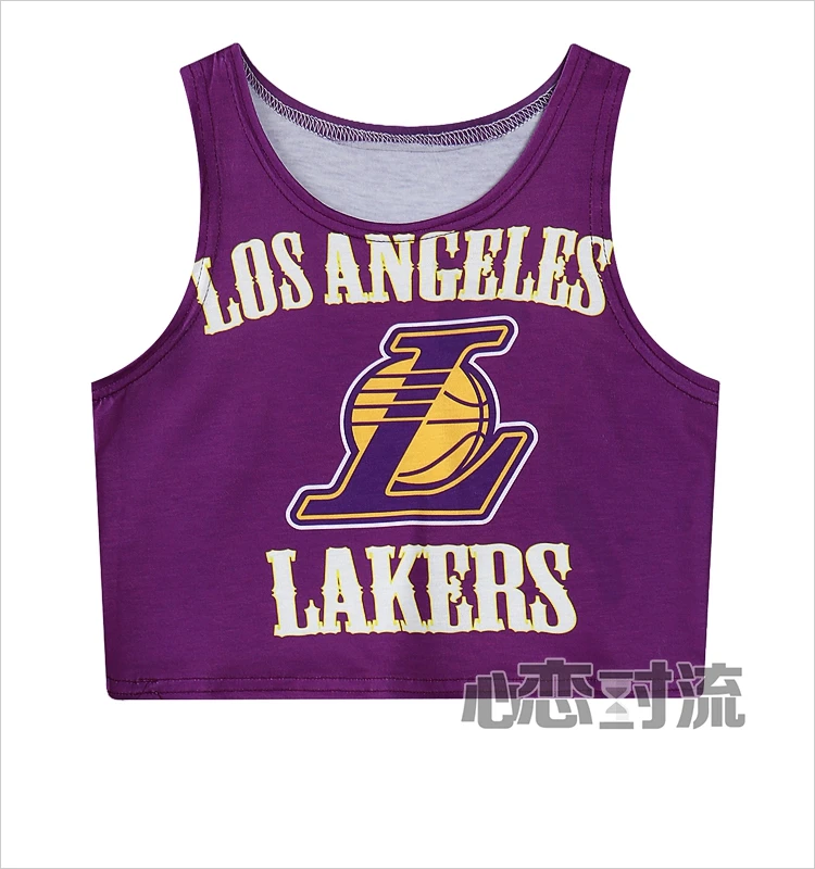 

2019 print Crop Tops Girl Los Angeles top Women Tank Harajuku summer style Lakers Camisolas basketball clothes sports