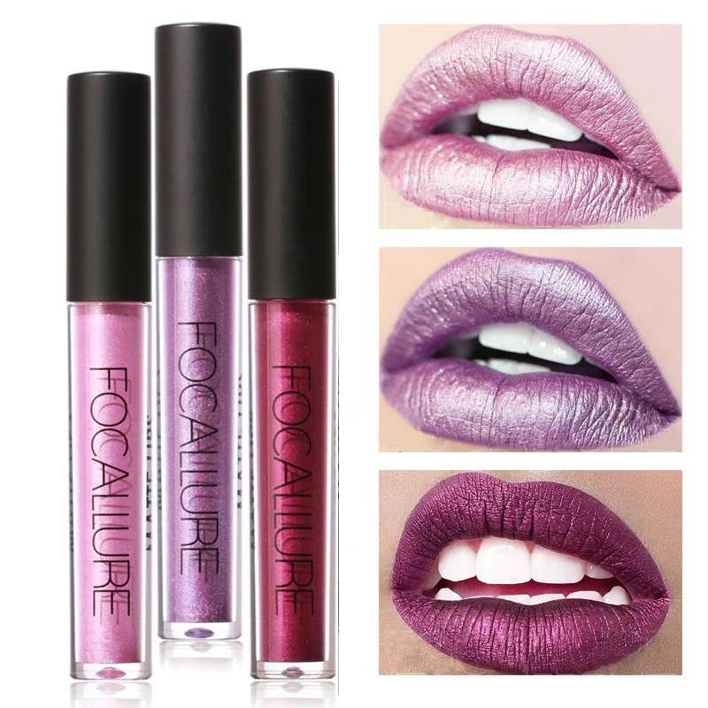 

10unids/lot NEW Metallic Pearlescent Non Fading Lip Color Face Long Lasting Liquid Lipstick Gold Lipstick Metal Color Lip Makeup
