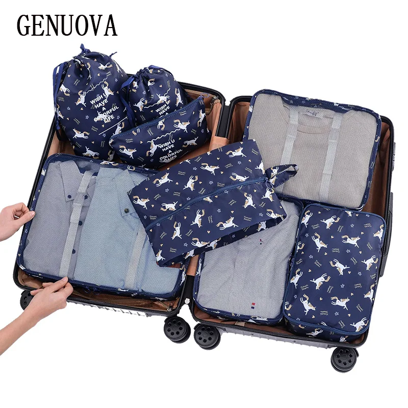 

New 8 Pcs/Set packing cubes travel luggage organizer travel bag Women's clothing big bag shoes underwear sorting duffle bags