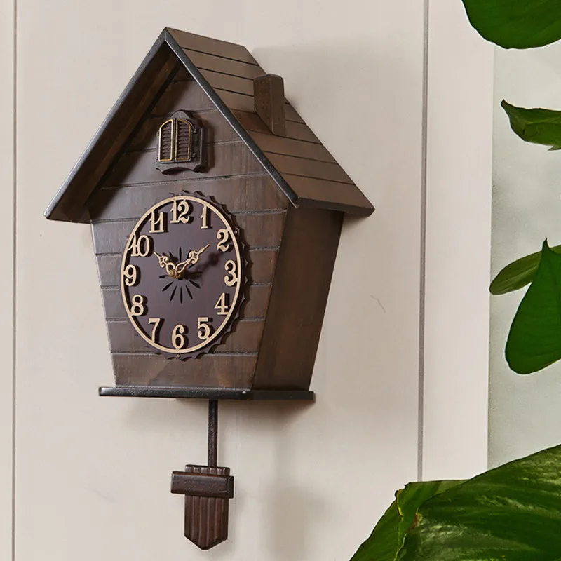 

Personality Watch Wooden Wall Clock Parlor Creative Cuckoo Wall Watch Birds Smart Clock Bedroom Children Room And Living Room
