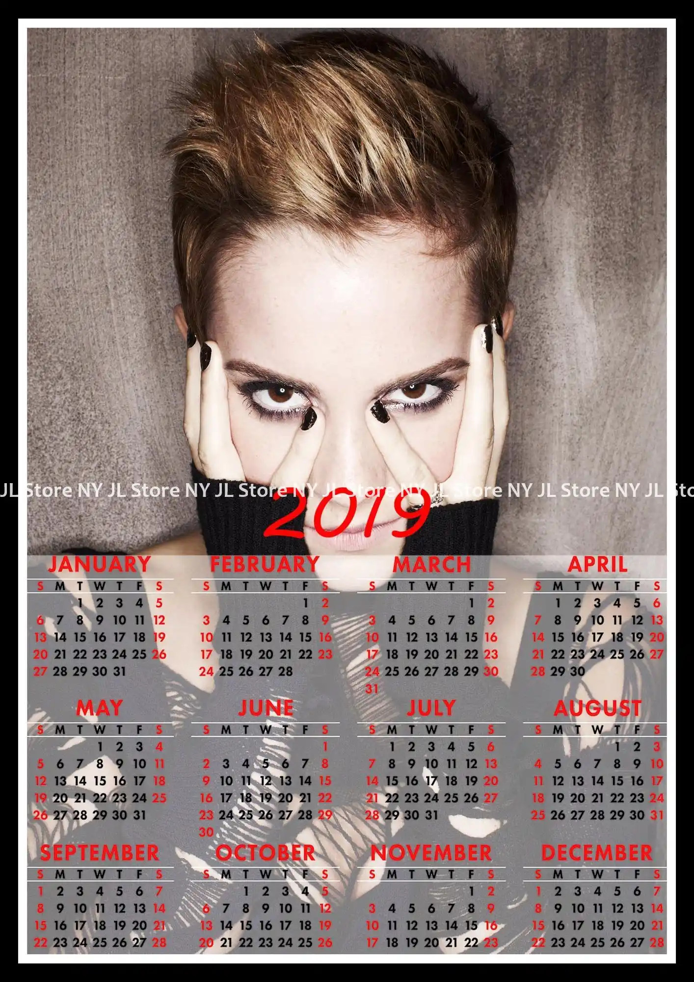 Emma Watson 2019 Calendar Home Furnishing Decorative White Coated Paper Poster Wall Sticker Home Decora