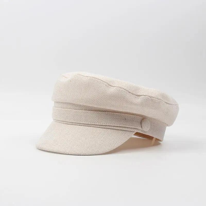 COKK, плоская верхняя военная шляпа, женский берет в стиле винтаж, Женская хлопковая кепка Newsboy, шапки для художника, женская черная армейская Кепка, новинка - Color: Beige