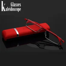 Калейдоскоп очки для чтения TR90 Сверхлегкий старик высокой четкости с коробкой Портативный пресбиопии очки половина кадров