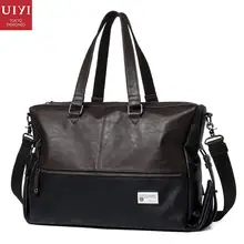 UIYI Men Women PU Leather Patchework Handbag For 14 Inch Laptop Travel Shoulder Messenger Bag Teenagers Preppy Style 160006