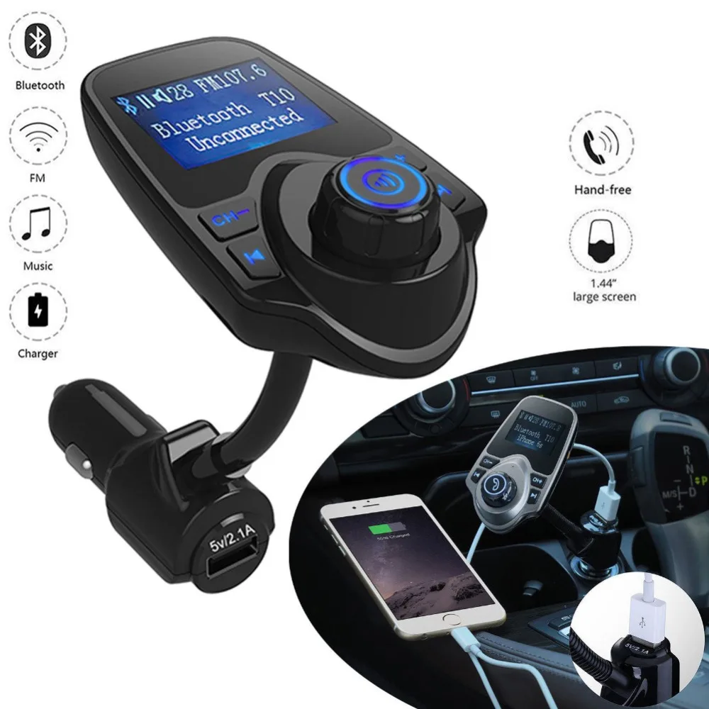 Wireless In Car Bluetooth FM Transmitter Radio Adapter Car Kit with 1.