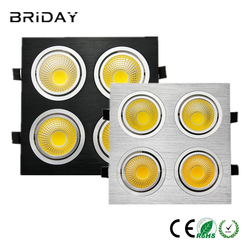 

10pcs Super Bright black square Dimmable Led downlight light COB Ceiling Spot Light 28w 40w 48w recessed Lights Indoor Lighting
