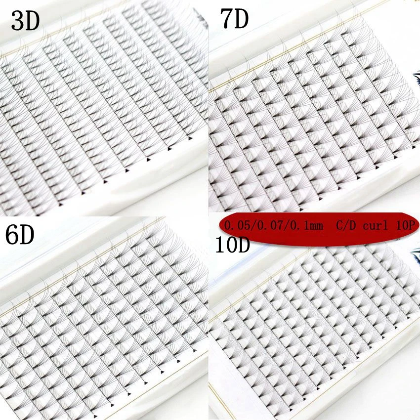 

NEW 3D-10D Russian Volume Eyelashes Extension Short Stem Premade Fans C/D curl 0.05/0.07 Mink Lash Eyelash Individual Extensions