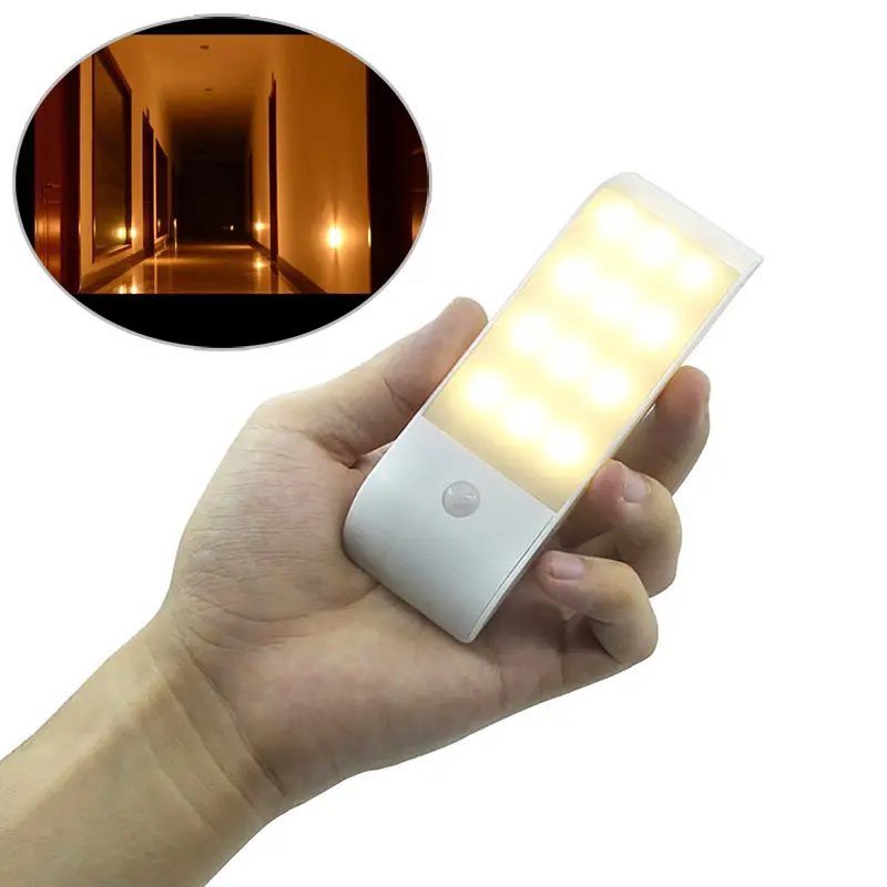 buy Hot Motion Sensor Night Light 12 LED Rechargeable Magnetic Lamp for Wardrobe Cabinet Kitchen FQ ing