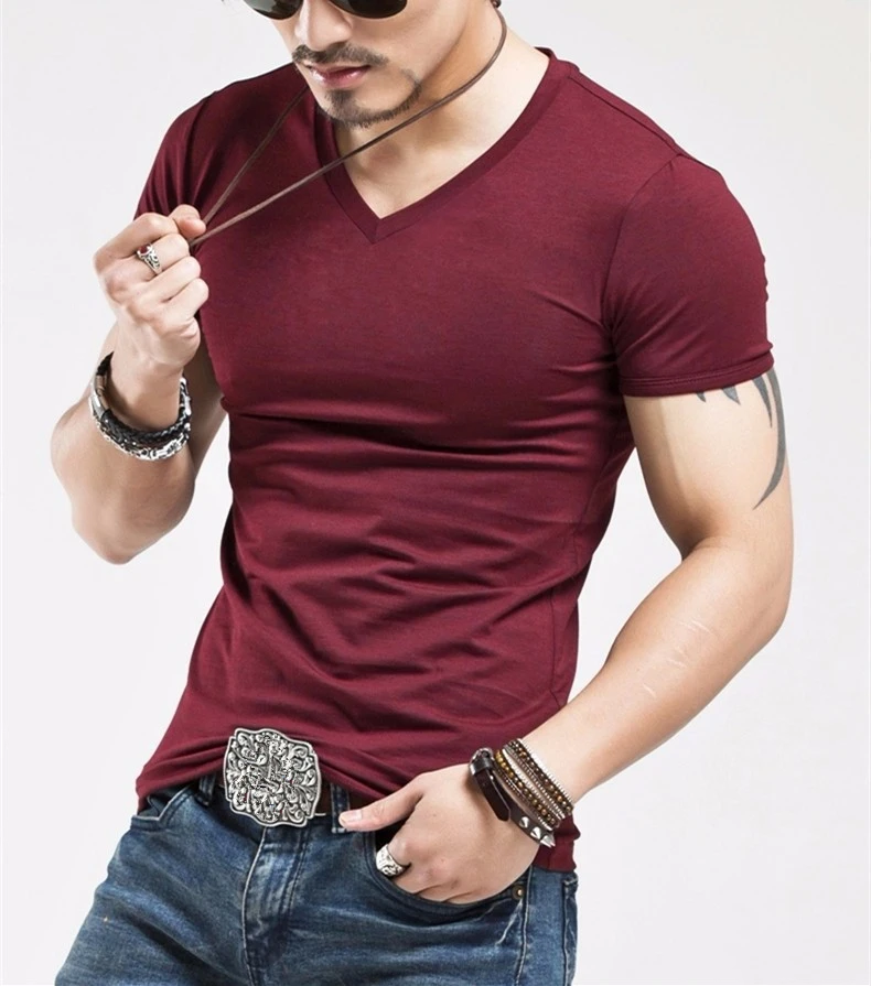

Clothing 10 colors V neck Men's T Shirt Men Fashion Tshirts Fitness Casual For Male T-shirt S-5XL Man Shirt Tshirt