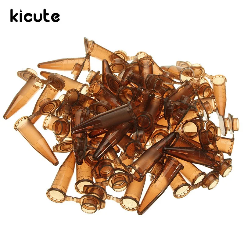 

Kicute 50PCS 1.5ml Brown Plastic Centrifugal Test Tube Sample Vial With Snap Cap For Samples Use For Lab Equipment School Supply