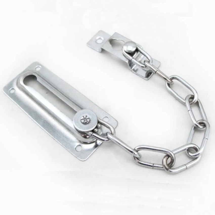 

Sliding Door Lock Chrome Door Lock Chain Bolt Safety Chain Hotel Office Security Chain Gate Cabinet Latches Decorative Hardware