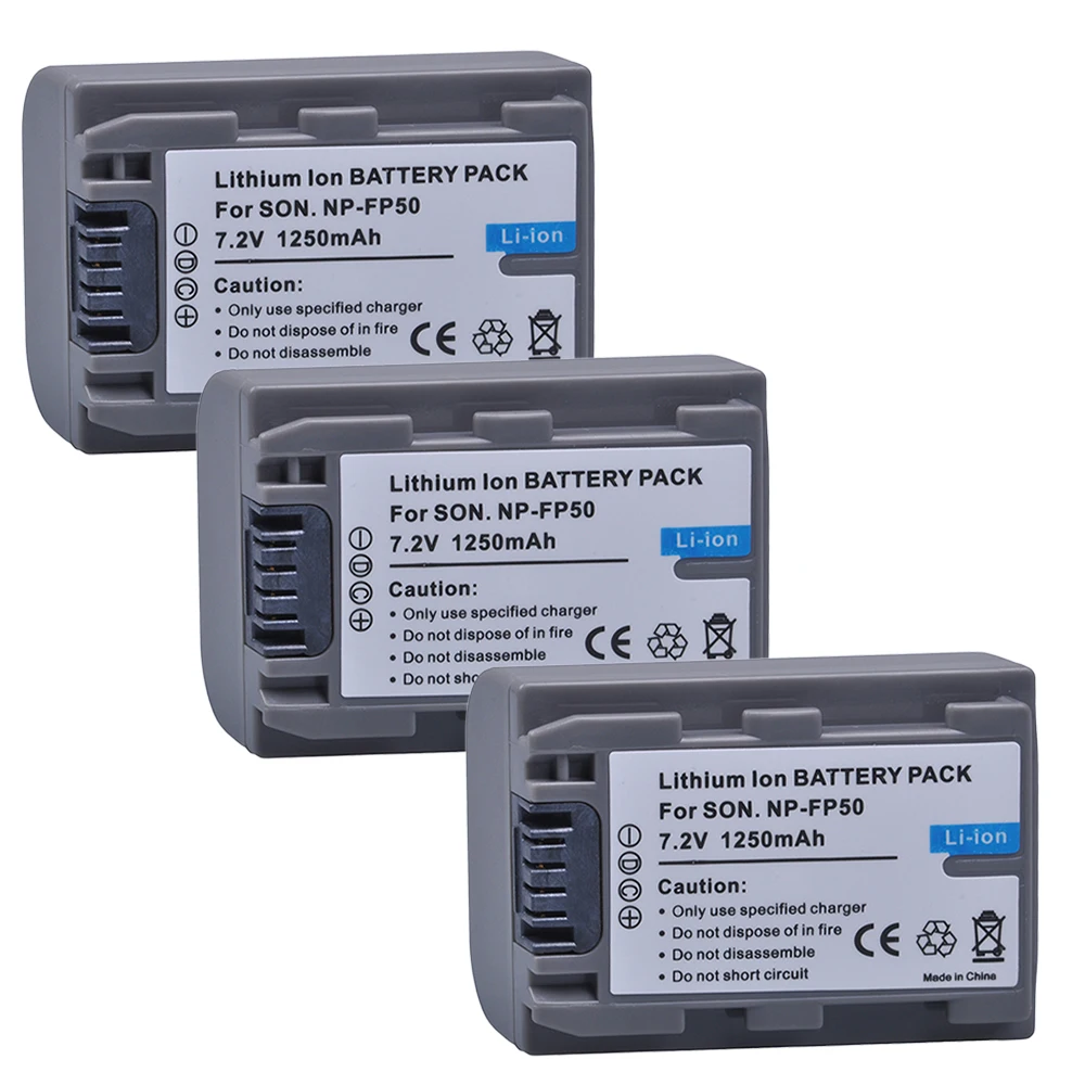 3 шт. 1250 мА/ч NP FP50 FP51 батареи для Sony DCR DVD103 DVD105 HC3 HC16 HC40 SR30 SR40 SR100|Цифровые