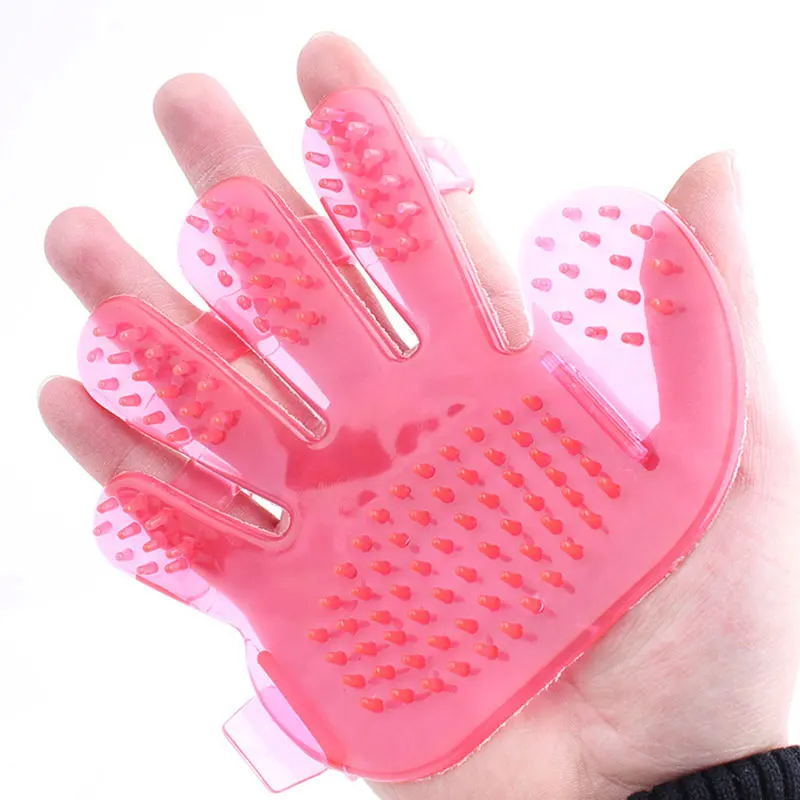 Pet Grooming Glove Hackle For Cats Pet Brush Pet Comb Deshedding Cat Brush Glove for Animal Dog Pet Gloves for Cat Dog Grooming - Цвет: Pink