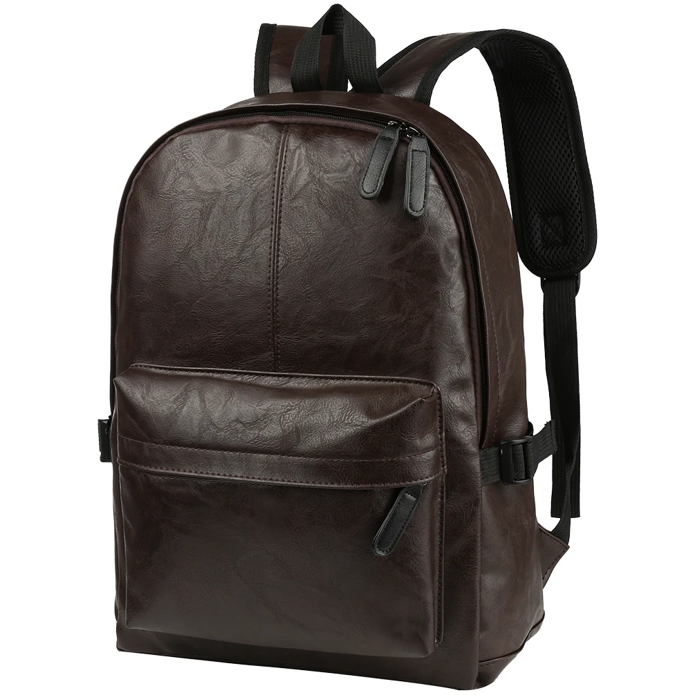 Vbiger Men Travel Backpack PU Leather School Bags Multi purpose Laptop Shoulders Bag Chic