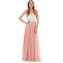 Pink Long Tulle Skirts For Bridesmaid To Wedding Party fashion Style Tutu Skirt For Women Custom Made High Quality