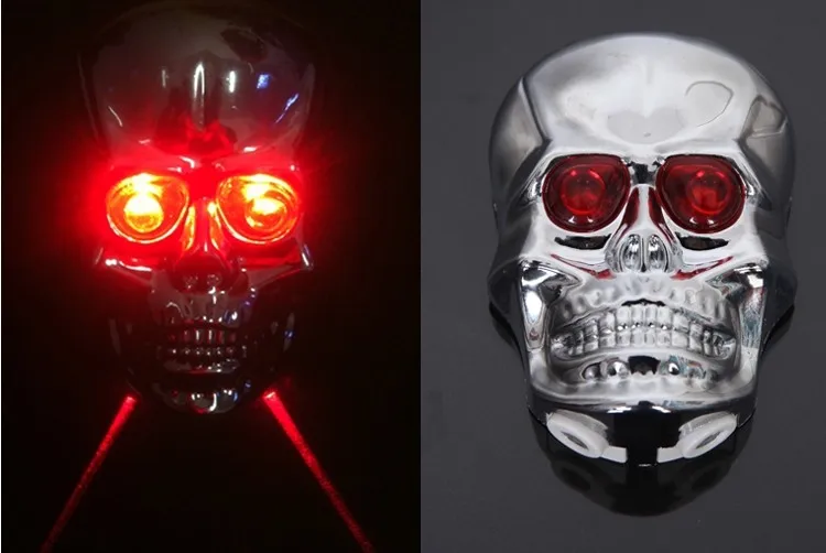 

1Piece Hot Selling Blazing Skull Bicycle Tail Light With Laser Cannon Lane Markers creative LED light