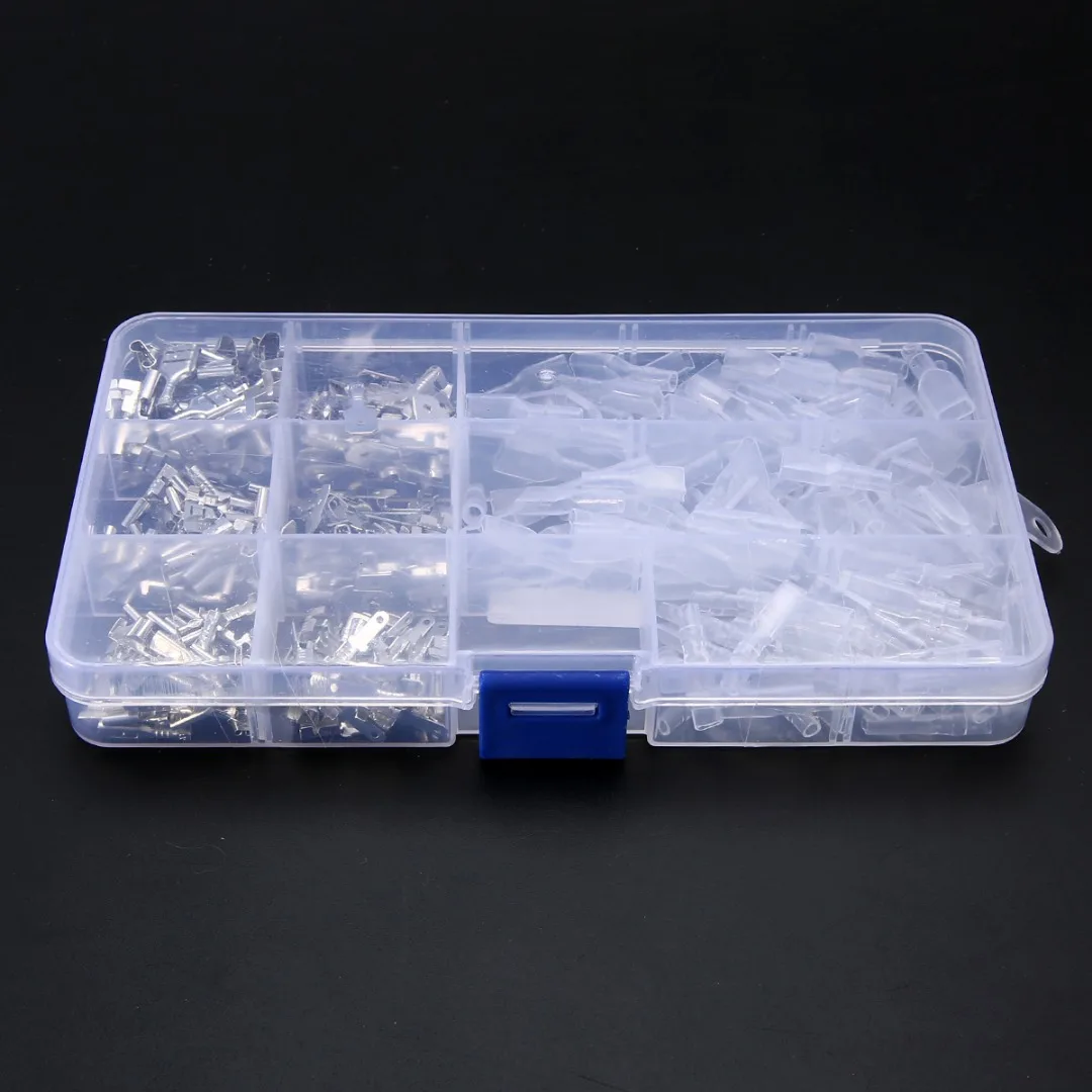 270pcs Assorted Insulated Electrical Wire Terminal Crimp Connector Female&Male Spade Terminal Connectors  Set 2.8mm/4.8mm/6.3mm