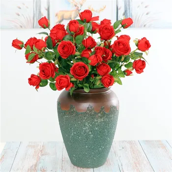 

Fake Rose (6 heads/piece) 62cm/24.41" Length Simulation Roses for Wedding Home Showcase Decorative Artificial Flowers
