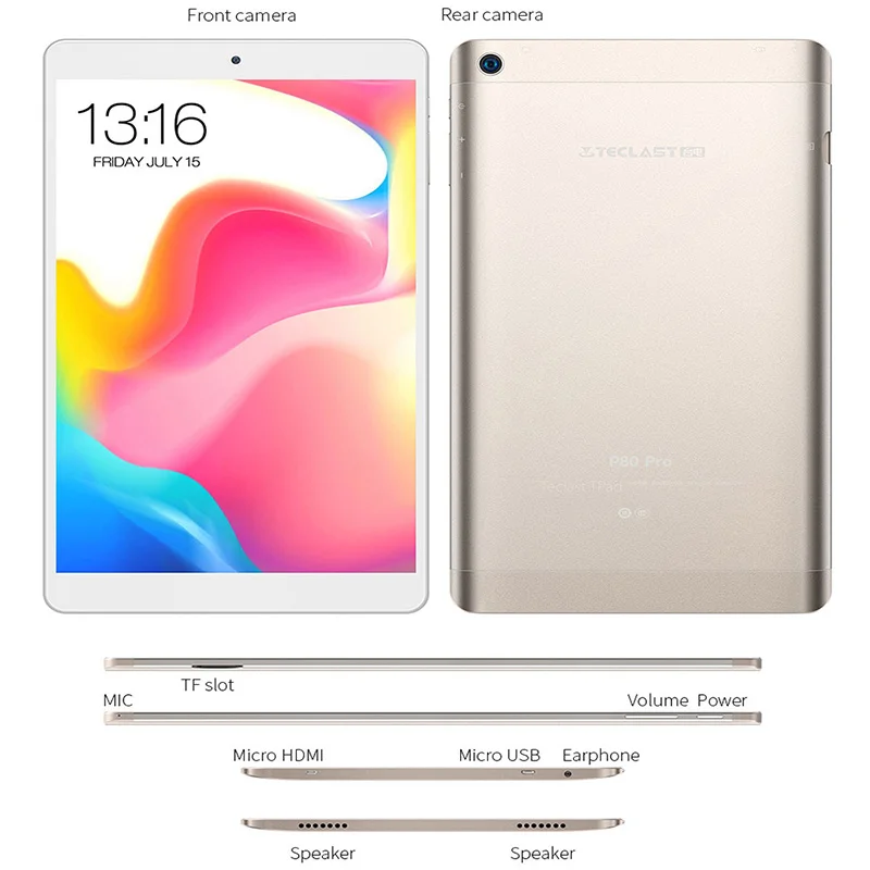 Teclast P80 PRO 8 дюймов 1920*1200 MT8163 четырехъядерный 2G ram 16G Android 7,0 двухдиапазонный WiFi планшет ПК