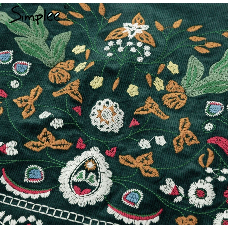 Alta para Mulheres Simplee Saias Cintura Fundo Boho Lápis Veludo Inverno Feminina Bordado Verde Mini Saia 14 boho lápis veludo inverno feminina bordado verde mini saia