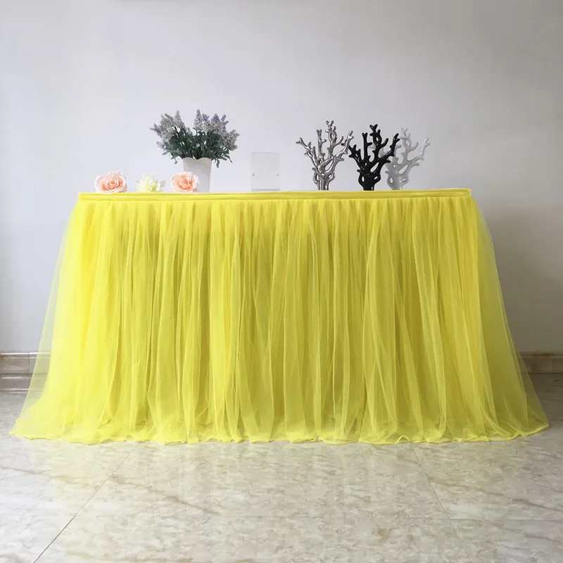 Желтый Тюлевая оборка для стола DIY Туту посуда юбки Декор на свадьбу День рождения для предродовой вечеринки вечерние домашний текстиль Скатерти