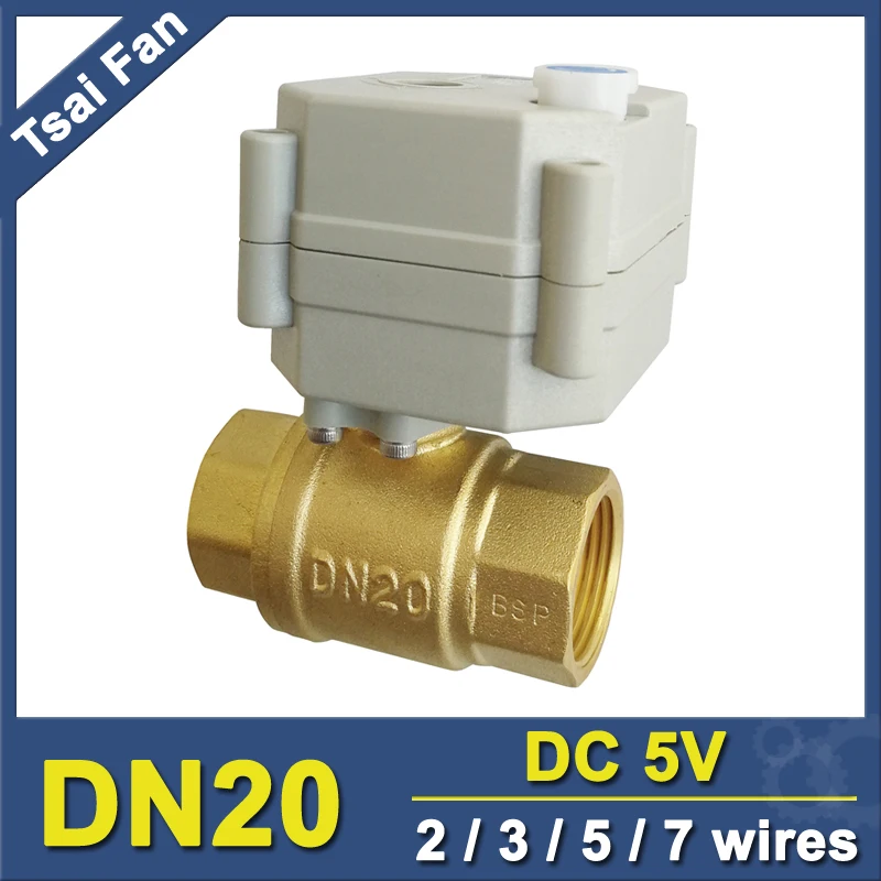 Латунь 3/4 &quot2 Way Электрический шаровой кран DC5V 2/3/5/7 провода электрические