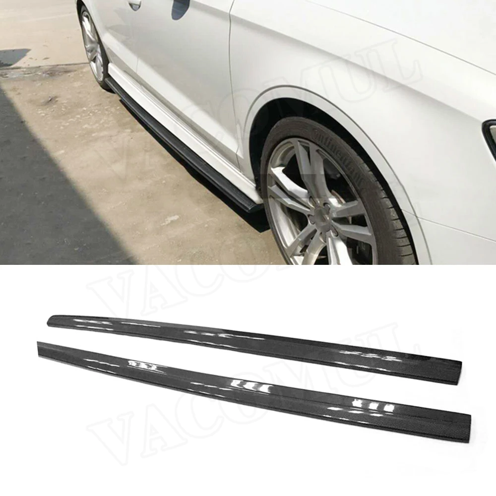 Углеродное волокно боковые юбки наборы для бампера для Audi A3 S3 RS3 4 двери- боковое лезвие двери фартуки Автомобиль Стайлинг