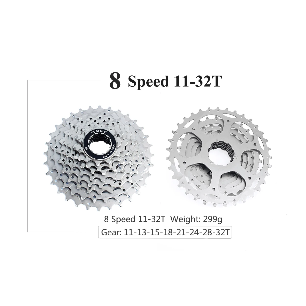 VG sports 8 speed 11-42T 40T 36T MTB кассета велосипедная Звездочка свободного хода cdg 8S горный велосипед свободного хода 34T 32T Сверхлегкий 441g - Цвет: freewheel 8S 11-32T