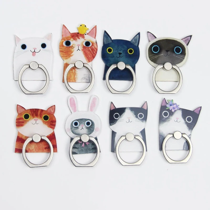 

Cartoon Animal Finger Ring Smartphone Stand Holder Mobile Phone Cute Cat Holder Stand For All Phone