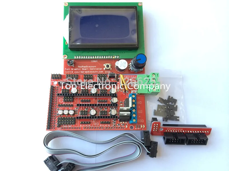 Free Shipping 1pcs RAMPS 1.4 Controller for 3D Printer arduino kit Reprap MendelPrusa + 1pcs 12864 LCD control panel