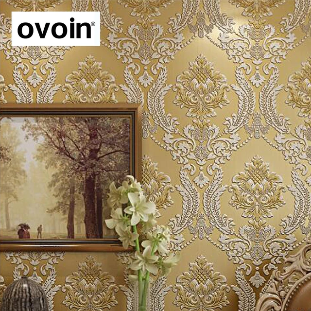 Klasik Modern Mewah 3d Embossed Bunga Damask Wallpaper Berbondong