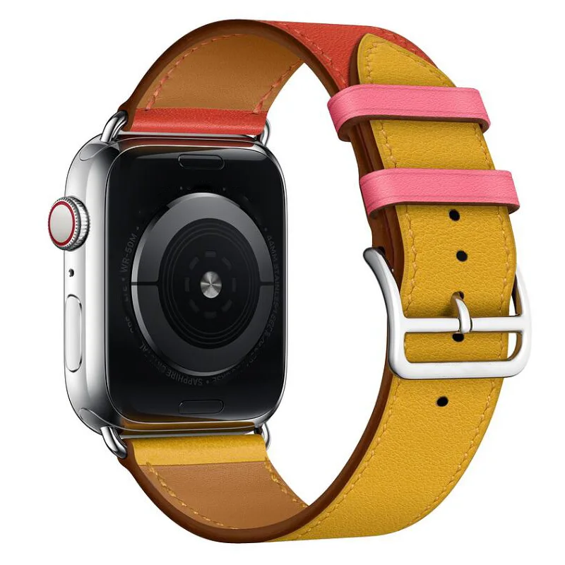 38-42 мм ремешок для часов Apple Watch 4 из натуральной кожи ремешок для часов herm Apple Watch Band Series 1 2 3 iwatch Ремешки для наручных часов - Цвет ремешка: Yellow2