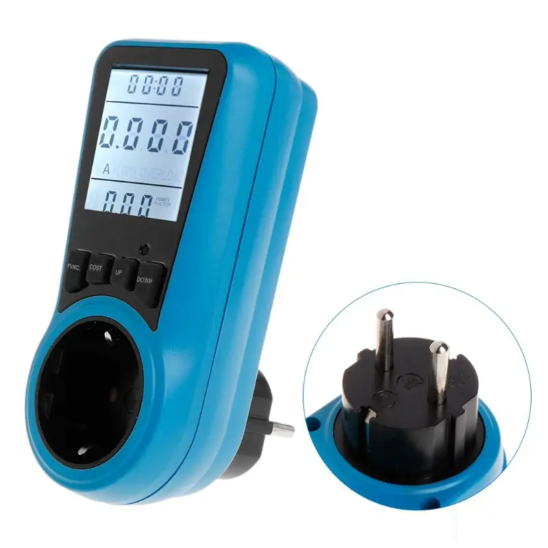 AC Power Meter 230V EU Plug Socket Digital Wattmeter Watt Amp Energy ...