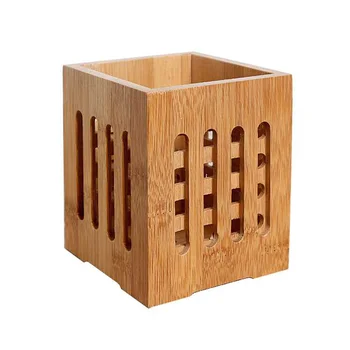 

1 pc Chopsticks Holder Kitchen Durable Bamboo Holey Storage Bucket Tableware Drying Canister Cutlery Organizer for Restaurant