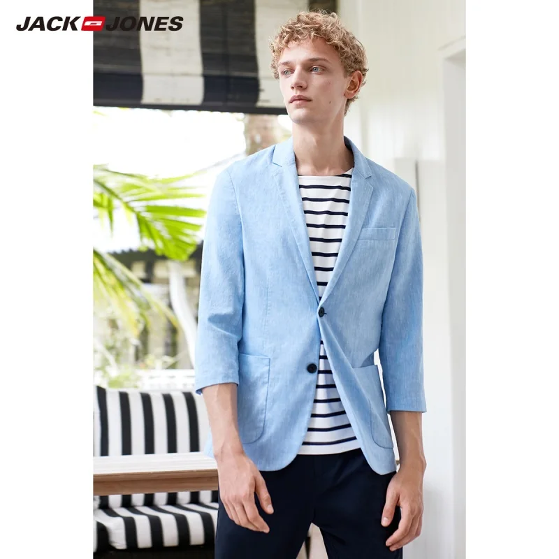 JackJones мужское приталенное хлопковое льняное пальто с 3/4 рукавами C | 21918P501