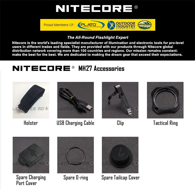 Lanterna com Leds Red Dot Award Vencedor Nitecore Mh27 1000 Lumen Cree Xp l oi v3 Usb Recarregável Led Rgb 2 rechargeable usb flashlight