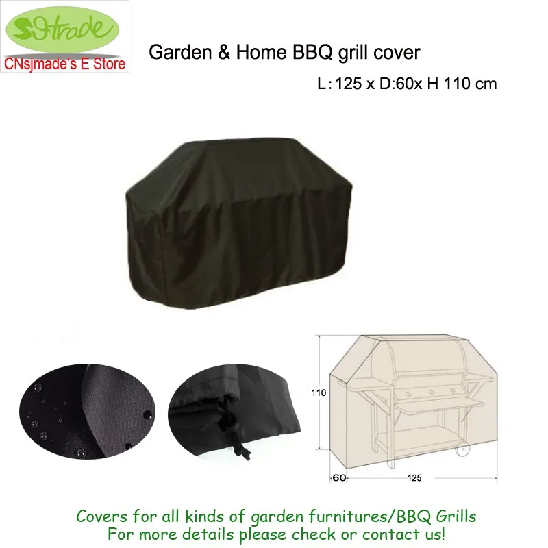 Садовый и домашний чехол на гриль барбекю, 125x60x110 см, прочная оксфордская ткань, черный цвет, водонепроницаемый патио чехол на гриль барбекю
