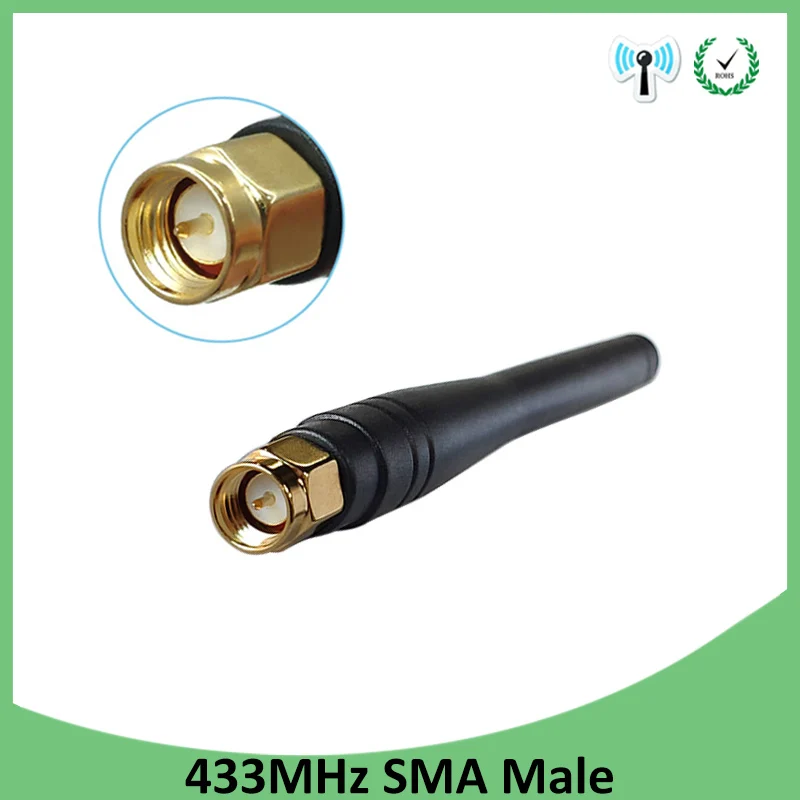 

10pcs 433MHz antenna 3dbi SMA Male Connector 433 mhz antena rubber antenne for wireless watermeter Gasmeter Lorawan Emeter