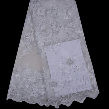 

Nigeria Tulle Lace Fabric Embroidery Beaded Lace High Class African Women Wedding Lace Fabric A1102