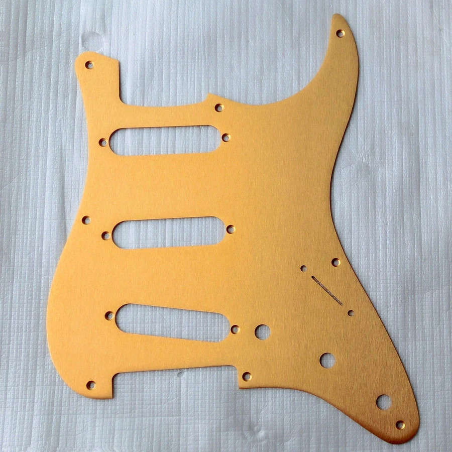

Free shipping 8 Holes Gold Color SSS brushed alunimum st guitar pickguard