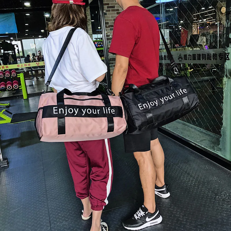 Women Pink Sports Bag Men Black Nylon Waterproof Gym Bag Independent Shoe Position Luggage Storage Handbag Outdoor Travel Bags Women Pink Sports Bag Men Black Nylon Waterproof Gym Bag Independent Shoe Position Luggage Storage Handbag Outdoor Travel Bags