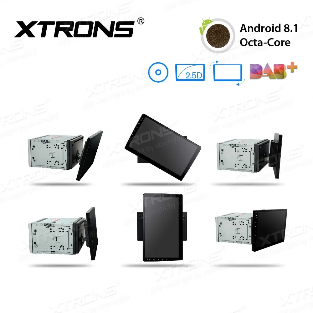 XTRONS 2 Din Универсальный 10," Android 8,1 Радио Поворотная Лицевая панель 2.5D изогнутый экран автомобильный стерео dvd-плеер gps OBD WiFi FM DAB