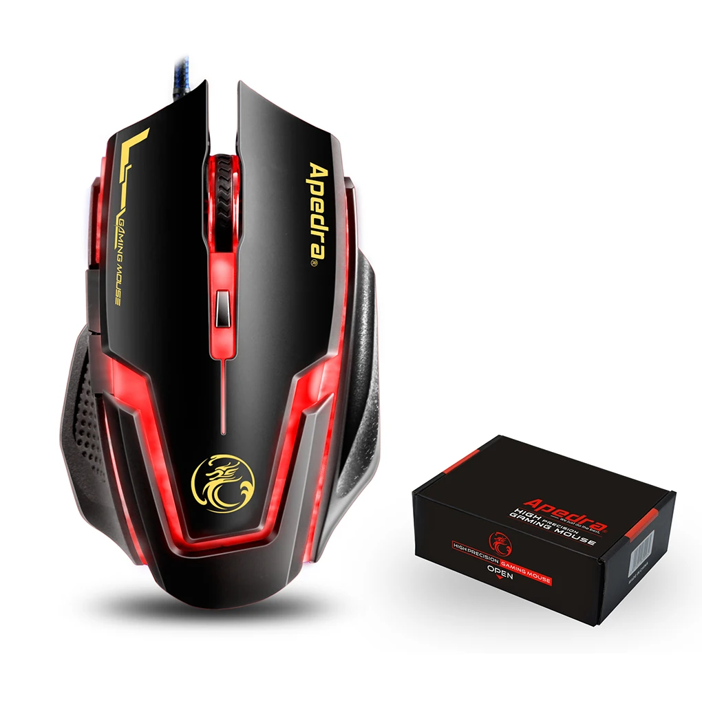 Universal Apedra A9 Ergonomic Macro Programming USB Wired Optical Gaming Mouse Breathing Backlight Gamer Computer Mice