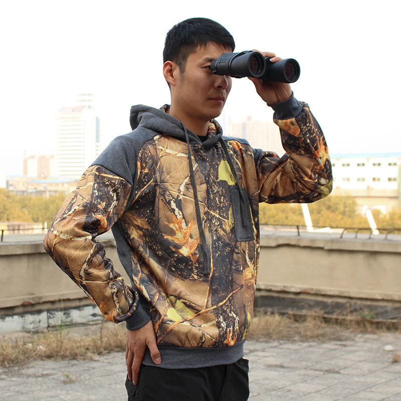 

Men Outdoor Hiking Hoodie Men Spring Autumn Hunting Hoodie with Fleece Men's Bionic Camouflage Hunting Hiking Shirt with Hood