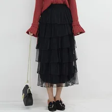 Сетка кекс юбка женская плиссированная юбка Винтаж эластичный тюль Юбка из сетчатой ткани женские Jupe милые юбки для девочек Для женщин s