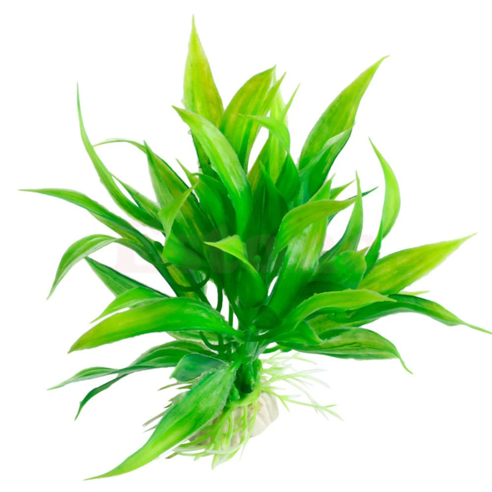 Пластик 15 см искусственная зеленая трава водное растение трава для аквариума